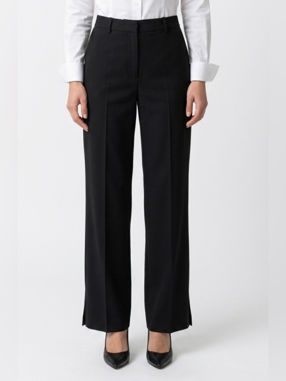 Ann Taylor Black Tailored Wide-Leg Dress Pants